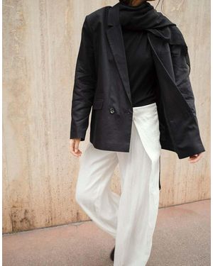 NA-KD Belt Detailed Wide Trouser - White