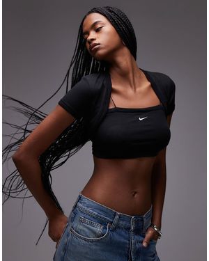 Nike Chill Ribbed 2-in-1 Crop Top - Black