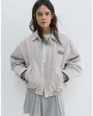 Pull&Bear Embroidered Patch Jacket - Grey