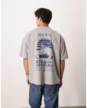 ASOS Heavyweight Oversized T-shirt With Bonsai Graphic - Grey