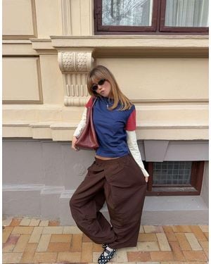 Lioness Signora Relaxed Balloon Leg Ripstop Trousers - Natural