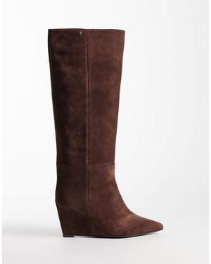 Bronx Selin-a Wedge Heel Knee Boots - Brown