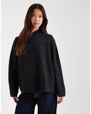 ASOS High V Cross Over Sweater - Black
