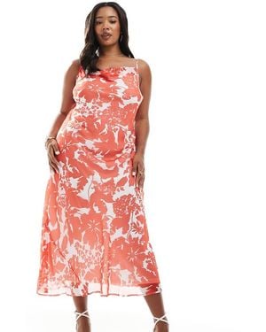 Vero Moda Vestito Con Spalline Sottili Lungo Con Stampa A Fiori E Scollo Ad Anello - Rosso