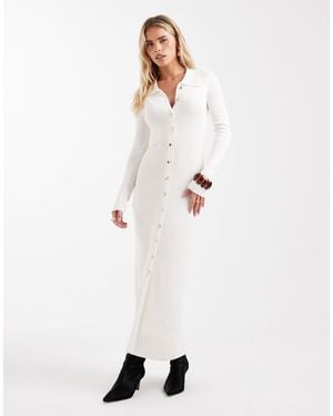 4th + Reckless Petite – maxikleid aus fein geripptem strick - Natur