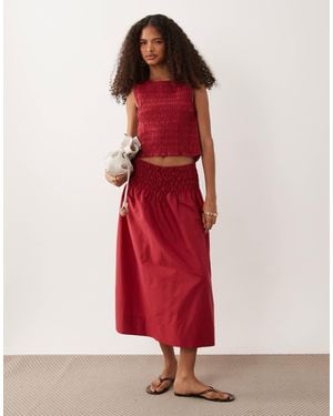 Mango Siros Crinkle Waist Maxi Skirt Co-ord - Red