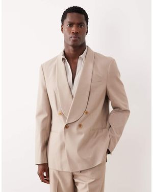 ASOS Double Breasted Regular Suit Jacket - Natural