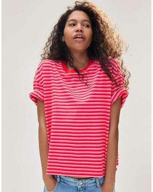 Bershka Boxy Print T-Shirt - Red