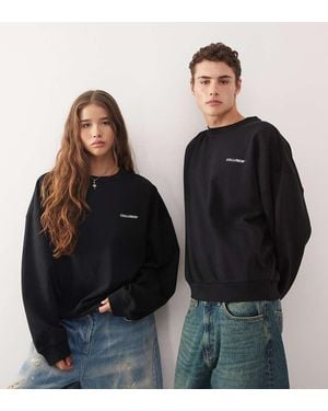 Collusion Felpa Squadrata Nera Con Stampa Del Logo - Nero