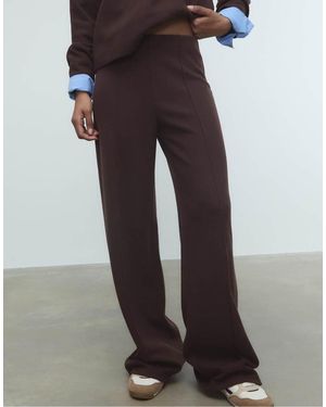 Stradivarius Knit Trousers With Seam Detail - Brown