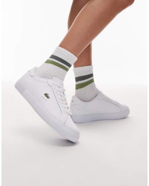 Lacoste Powercourt Leather Logo Trainers - White