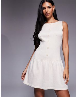 Kaiia – exclusive – ärmelloses skater-minikleid aus strick - Weiß