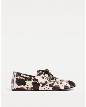 Stradivarius Soft Animal Print Loafers - White