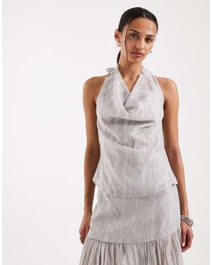 4th & Reckless Top Allacciato Al Collo Con Scollo Ad Anello - Bianco