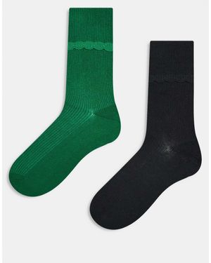 Monki – 2er-pack knöchelsocken - Grün