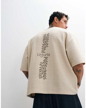 ASOS Heavyweight Boxy Relaxed T-shirt With Embroidery - Natural
