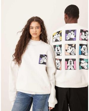 ASOS Disney Unisex Oversize Sweatshirt With Mickey Mouse Print - White