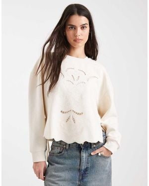 Miss Selfridge Embroidered Tie Sides Sweatshirt - White