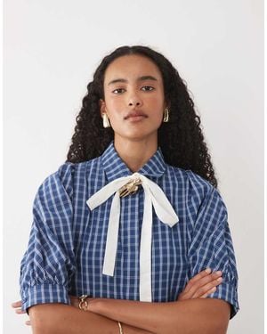Sister Jane Celeste Exclusive Bow Detail Short Sleeve Mini Dress - Blue