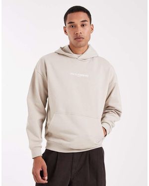 Only & Sons Heavyweight Relaxed Fit Printed Hoodie - Natural