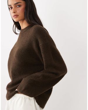 Gina Tricot Pullover aus strick mit rundhalsausschnitt aus wolle und alpaka - Braun