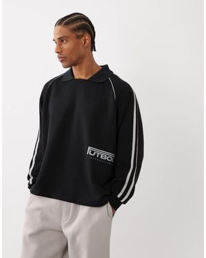 Cotton On – polo-oberteil aus fleece - Schwarz