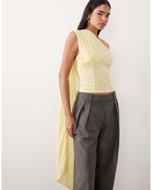 ASOS Stretch Chiffon Scarf Wrap Top - Natural