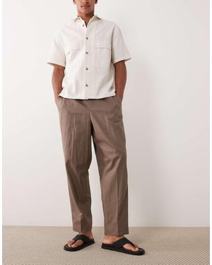 ASOS Smart Relaxed Tapered Linen Look Trousers - Natural