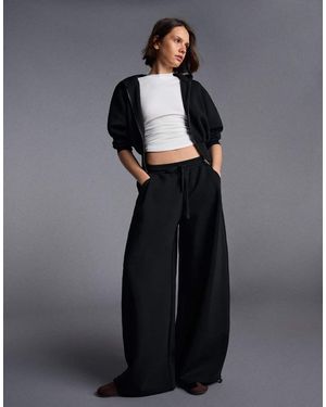 Bershka Modal Barrel Trousers - Blue