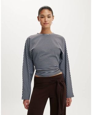 Cotton On Blair Batwing Stripe Long Sleeve - Grey