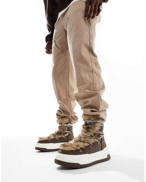 ASOS Lace Up Hiker Boots - Natural