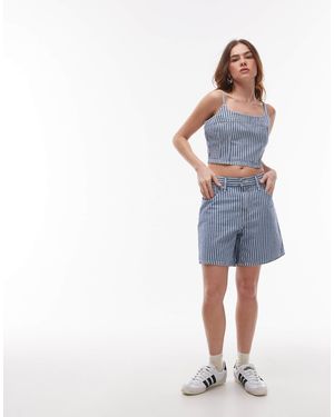 Levi's Denim Striped Shorts - Blue