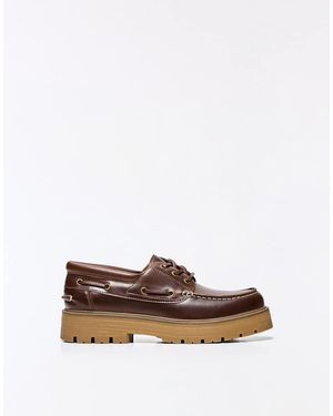 Bershka Chunky Sole Boat Shoes - White