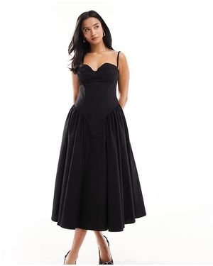 Extro & Vert Petite Vestito Lungo A Corsetto Con Spalline Sottili - Nero