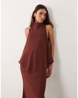 ASOS Chiffon High Neck Double Layer Maxi Dress - Red