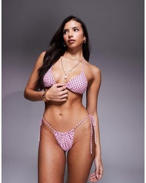 Candypants Gingham Tieside Bikini Bottom - Pink