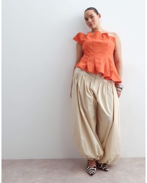 ARRANGE Curve Waist Seam Balloon Leg Pants - Natural