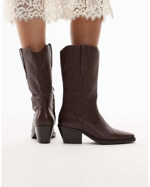 Bronx Botas Marrón De Estilo Wéstern De Cuero Refinado Cassi-Dy De