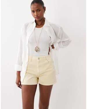 ASOS High Waist Denim Shorts - Natural