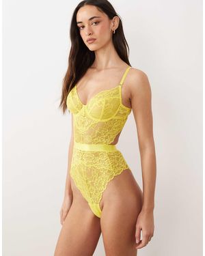 Ann Summers – hold me tight – body aus durchgehender spitze - Gelb