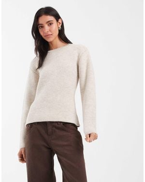 ASOS Knitted Sweater With Fitted Waist - Natural