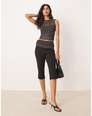 ASOS Pantalones Capri Negros Con Detalle De Lunares De Malla De (Parte De Un Conjunto) - Neutro