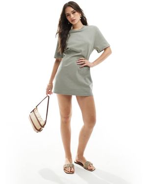 Monki T-shirt Dress With Cinched Waist - Green