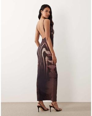 Murci Premium Sculpting Mesh Scoop Back Bodycon Maxi Dress - Blue
