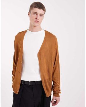 ASOS Relaxed Knitted Sheer V-neck Cardigan - White