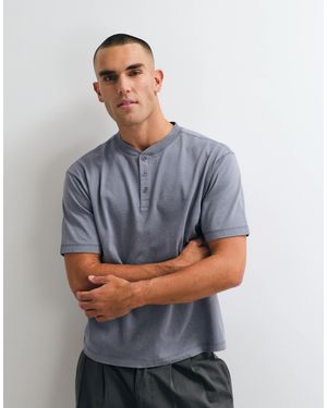 ASOS Schweres, kastiges, locker geschnittenes henley-t-shirt - Grau