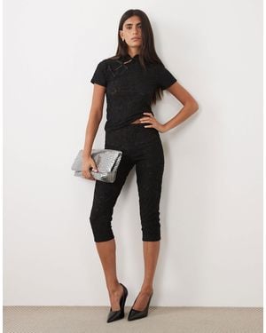 Missy Empire Lace Capri Pants Co-ord - Natural