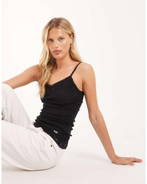 Hollister Top De Tirantes Con Ribete De Encaje En - Blanco