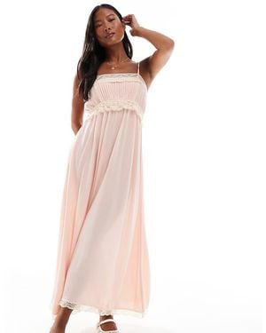 Miss Selfridge Lace Insert Cami Maxi Dress - Pink