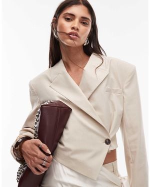 ASOS Asymmetric Blouson Blazer Co Ord - Natural